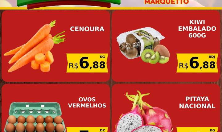 Quarta e quinta do hortifrúti no Marquetto Rede Super