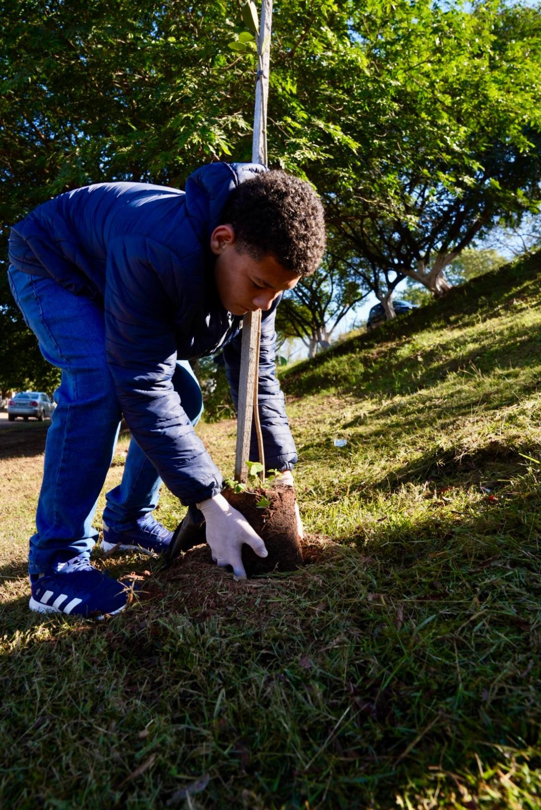 Corsan, Prefeitura e estudantes plantam árvores para preservação ambiental