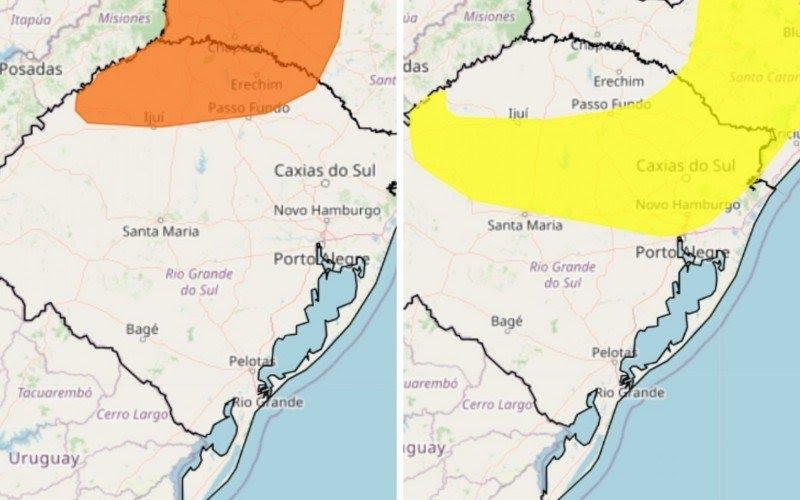 Inmet emite 2 alertas para o RS