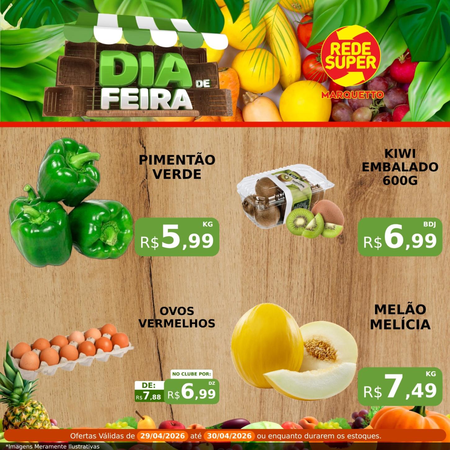Hortifruti e açougue é no Marquetto Rede Super