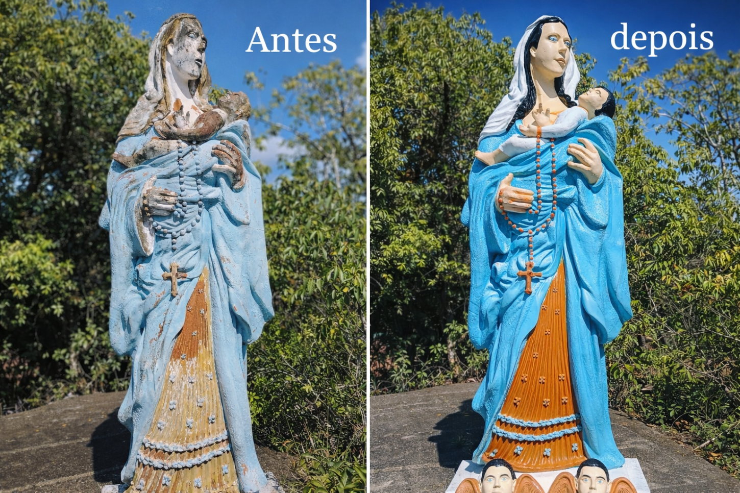 Imagem de Nossa Senhora do Rosário passa por restauração