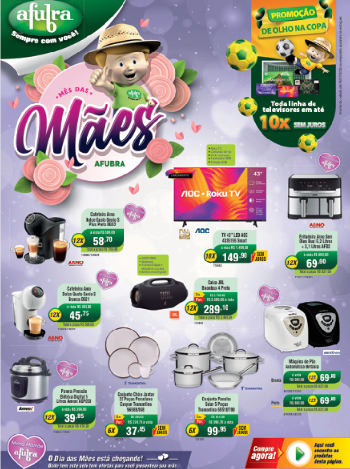 OFERTAS DA AFUBRA PARA O MÊS DAS MÃES