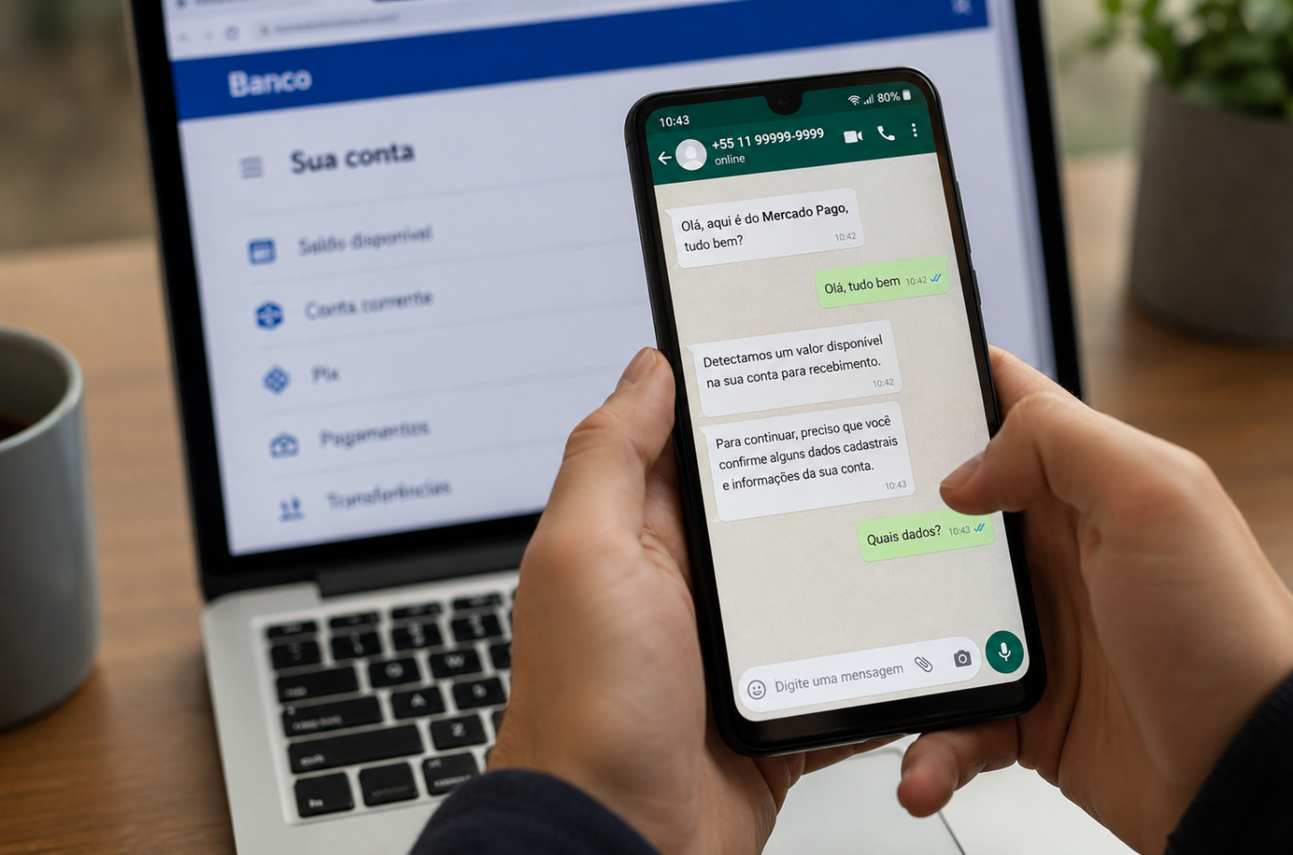 Moradora perde acesso a contas bancárias após golpe por WhatsApp em Encantado