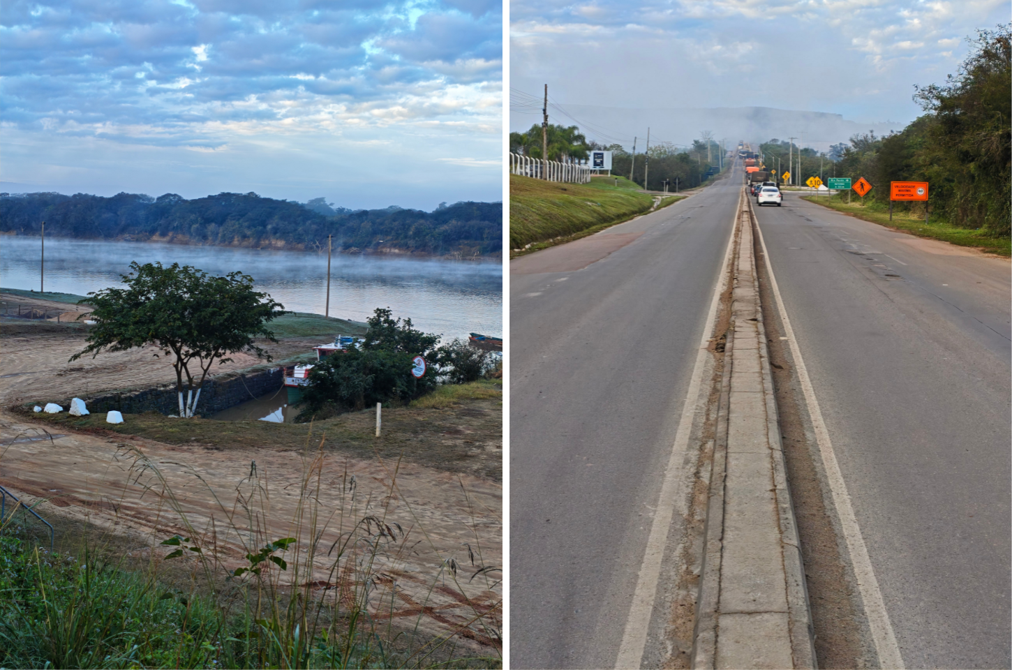 Contraste entre frio e água do rio cria espetáculo natural em Rio Pardo