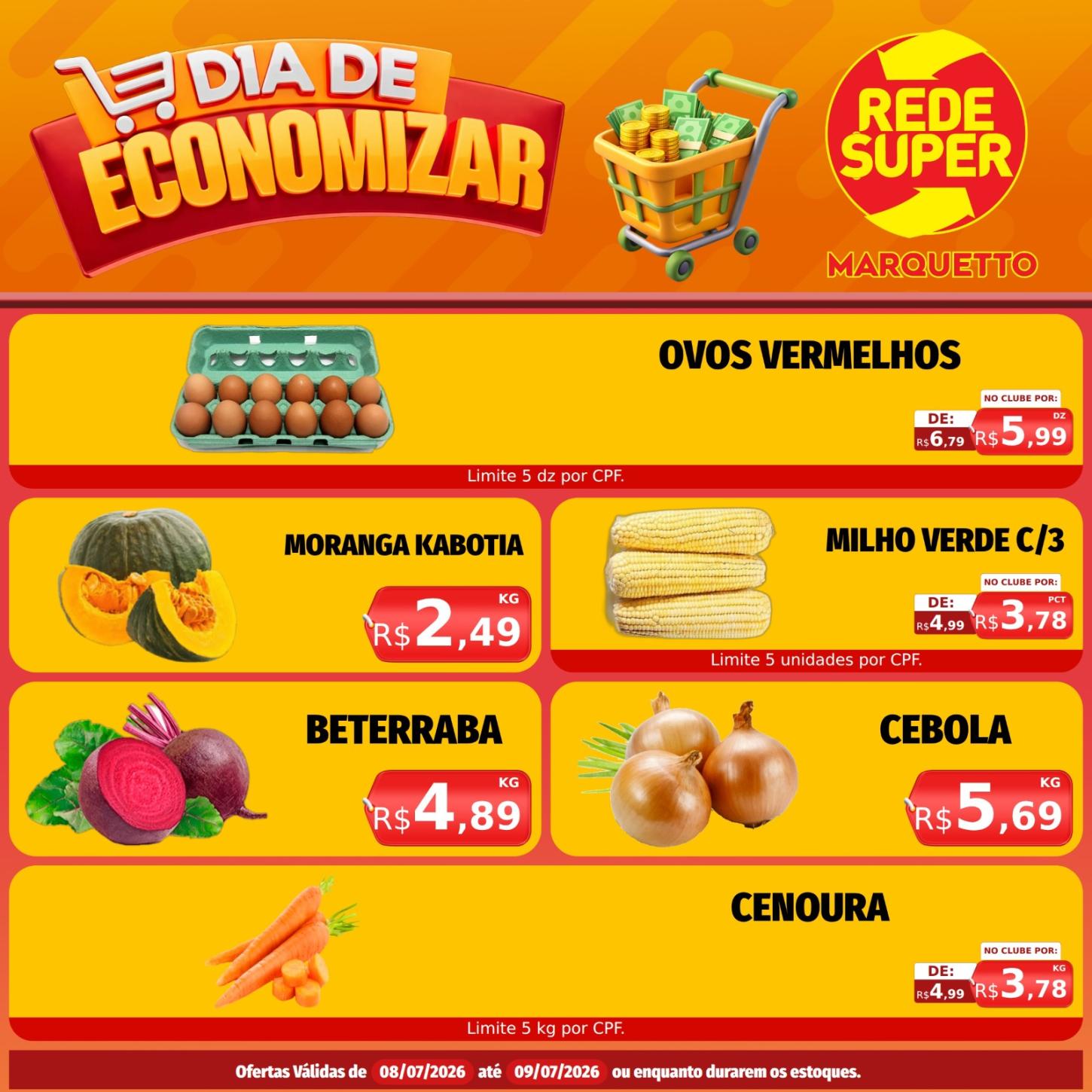 São muitos produtos com preço baixo no Marquetto Rede Super