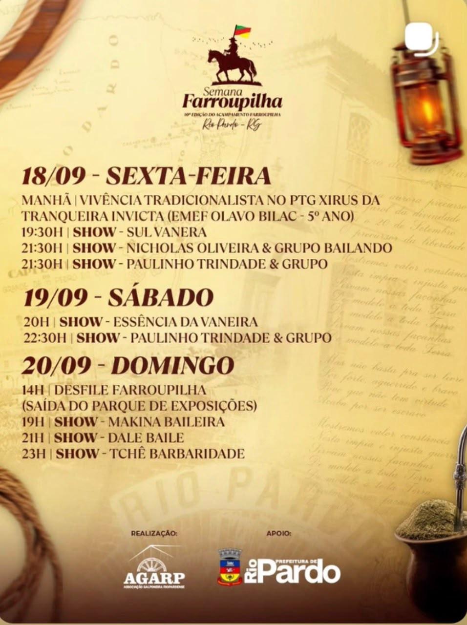 PROGRAMAÇÃO ACAMPAMENTO FAFROUPILHA DE RIO PARDO 2026