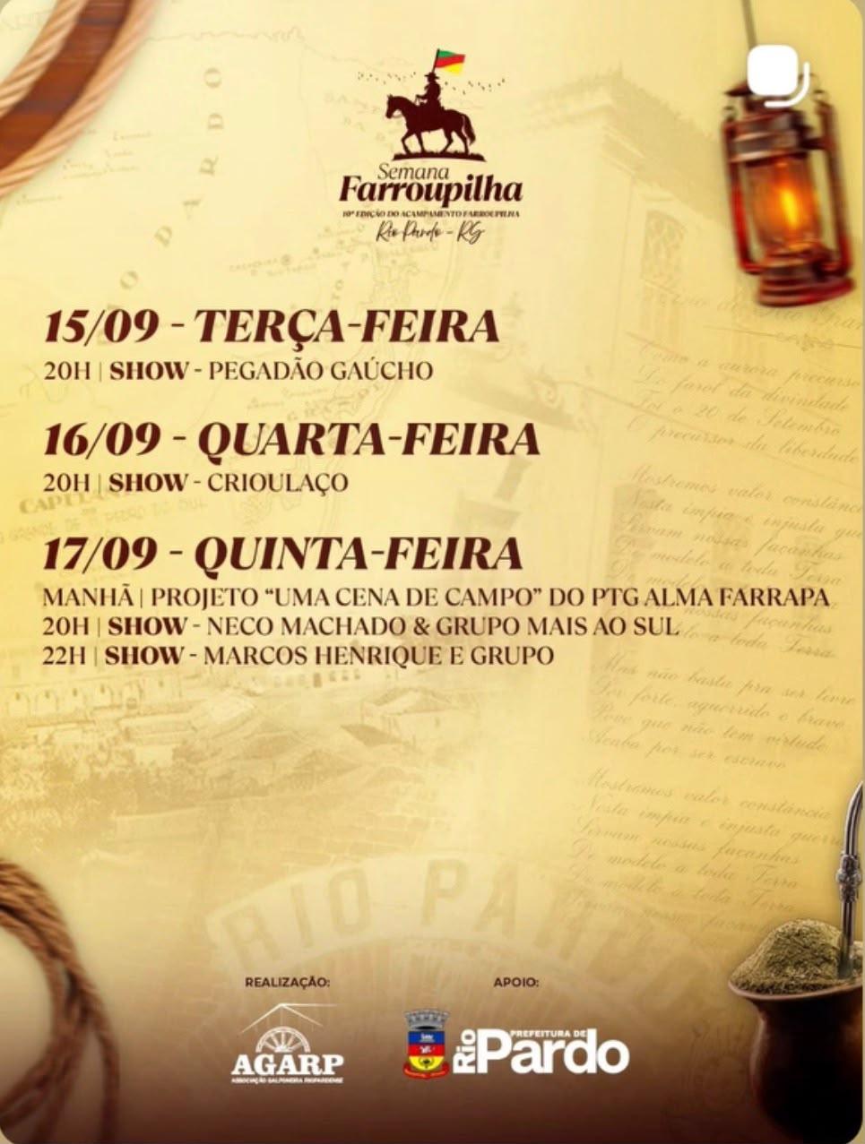 PROGRAMAÇÃO ACAMPAMENTO FAFROUPILHA DE RIO PARDO 2026