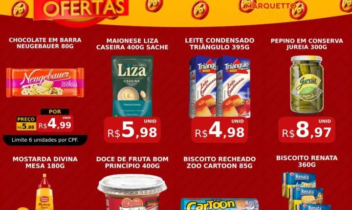 Fim de semana de ofertas é no Marquetto Rede Super