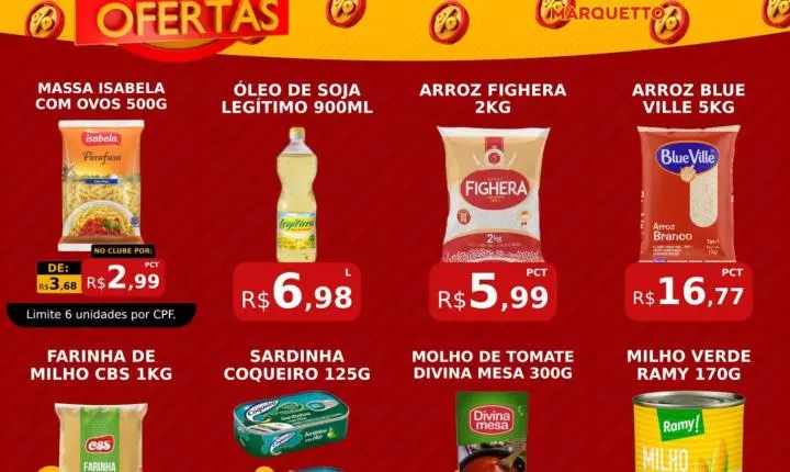 Fim de semana de ofertas é no Marquetto Rede Super
