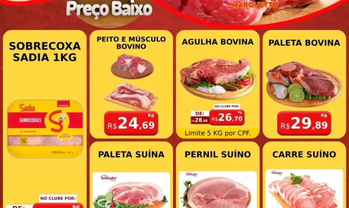Hortifrúti fresquinho, carnes selecionadas e muito mais no Marquetto