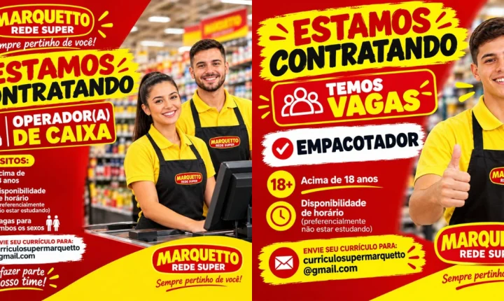 Marquetto abre vagas para empacotador e operador de caixa