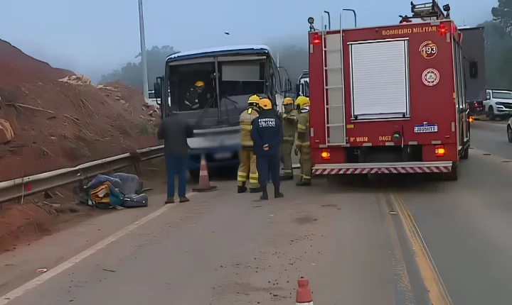 Ônibus com trabalhadores de Butiá e Minas do Leão se envolve em acidente na RSC-287