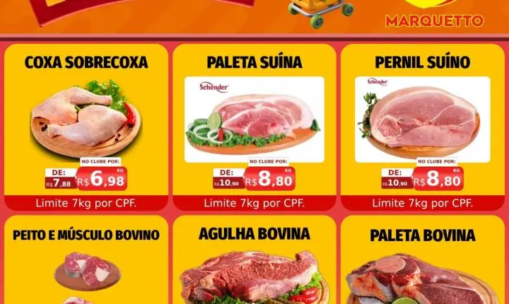 São muitos produtos com preço baixo no Marquetto Rede Super