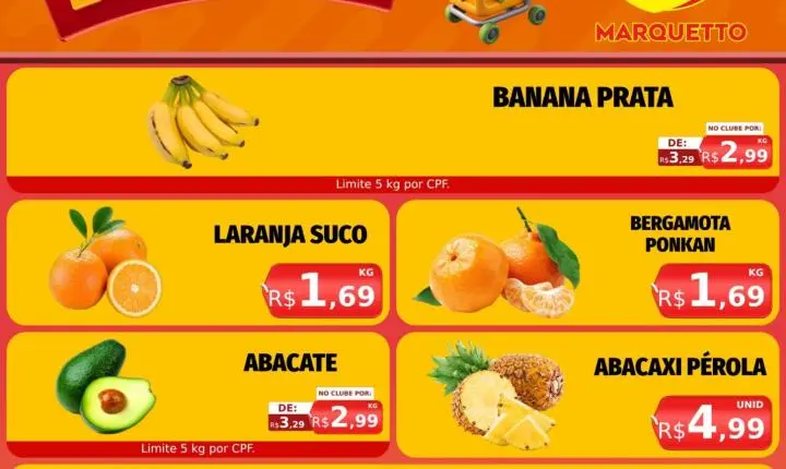 São muitos produtos com preço baixo no Marquetto Rede Super