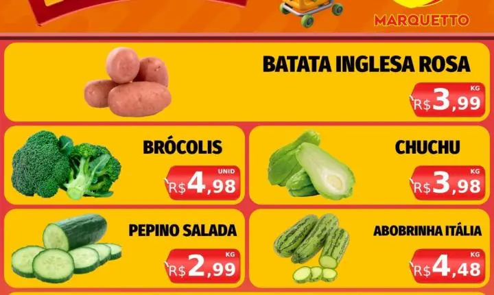 São muitos produtos com preço baixo no Marquetto Rede Super