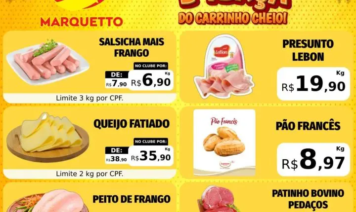 Segunda e terça pra encher o carrinho no Marquetto Rede Super